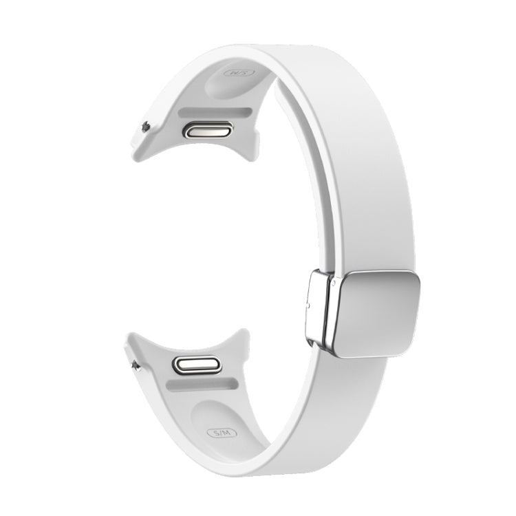 For Samsung Galaxy Watch 6 Magnetic Folding Silver Buckle Silicone Watch Band