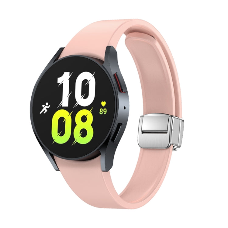 For Samsung Galaxy Watch 6 Magnetic Folding Silver Buckle Silicone Watch Band