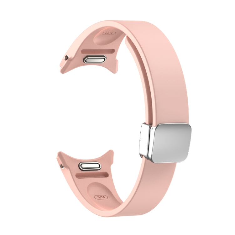For Samsung Galaxy Watch 6 Magnetic Folding Silver Buckle Silicone Watch Band