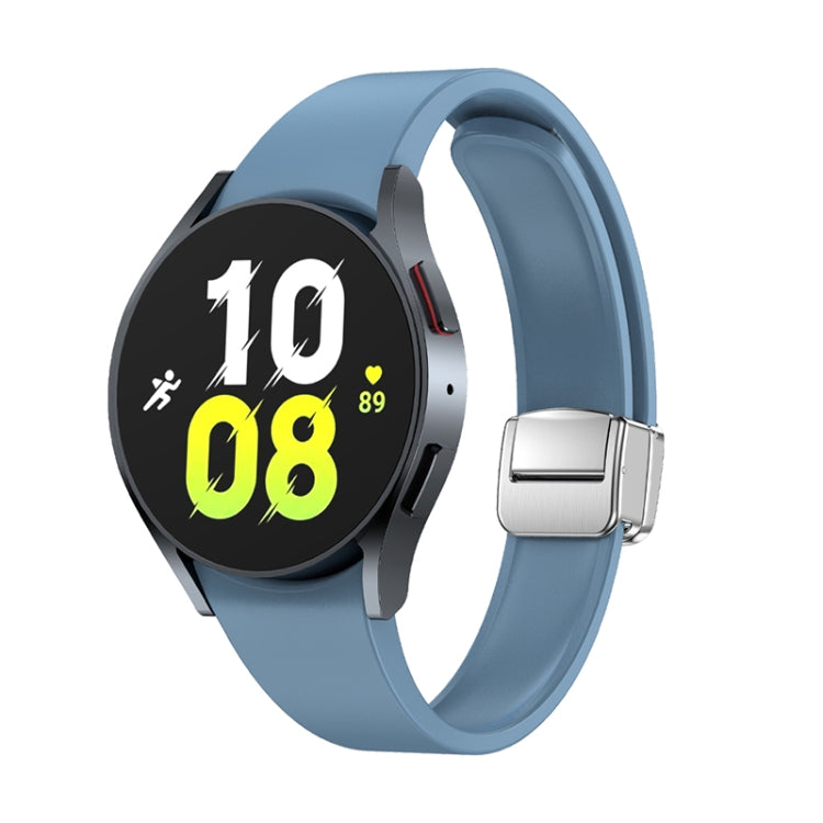 For Samsung Galaxy Watch 6 Magnetic Folding Silver Buckle Silicone Watch Band