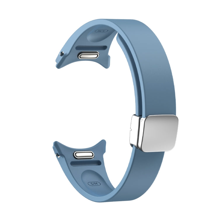 For Samsung Galaxy Watch 6 Magnetic Folding Silver Buckle Silicone Watch Band