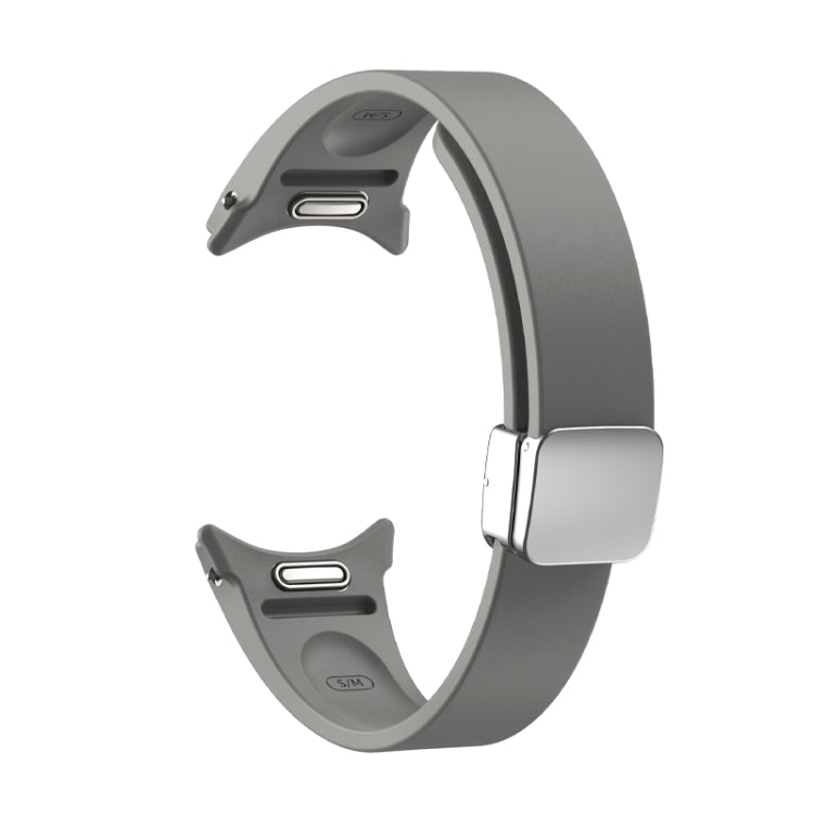 For Samsung Galaxy Watch 6 Magnetic Folding Silver Buckle Silicone Watch Band