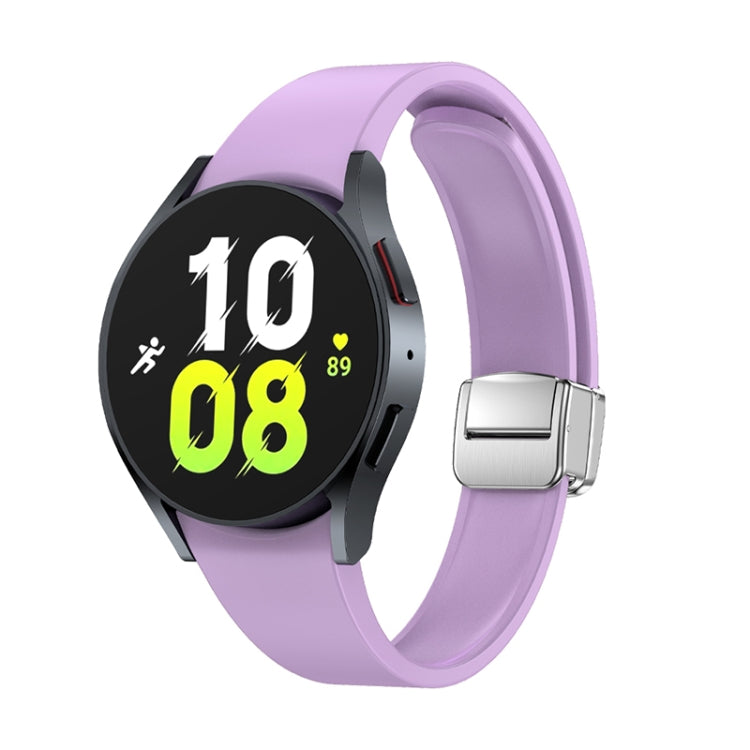 For Samsung Galaxy Watch 6 Magnetic Folding Silver Buckle Silicone Watch Band