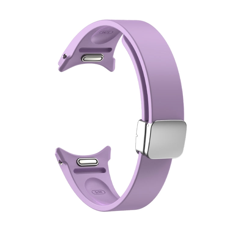 For Samsung Galaxy Watch 6 Magnetic Folding Silver Buckle Silicone Watch Band