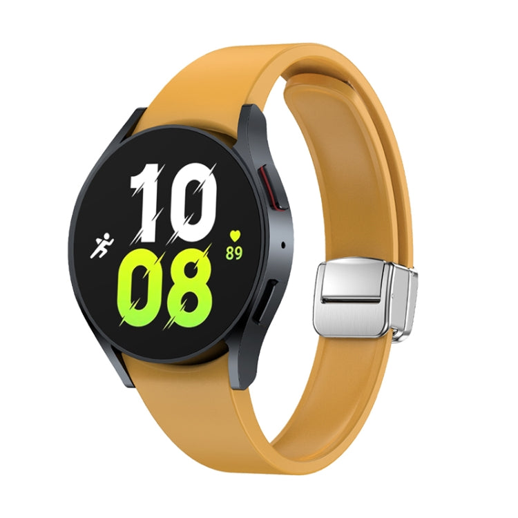 For Samsung Galaxy Watch 6 Magnetic Folding Silver Buckle Silicone Watch Band