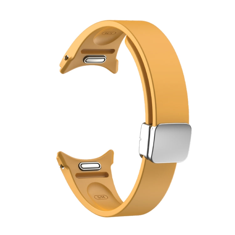 For Samsung Galaxy Watch 6 Magnetic Folding Silver Buckle Silicone Watch Band