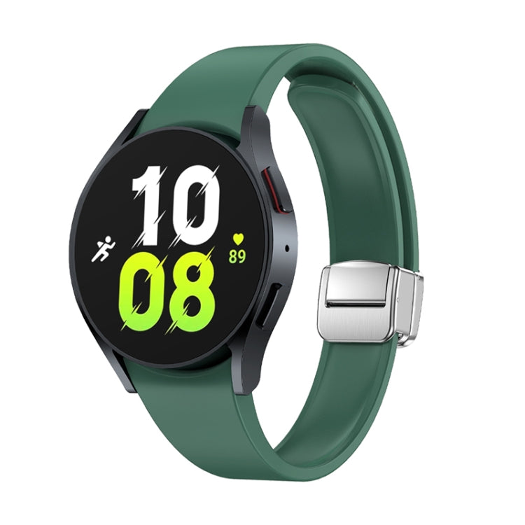 For Samsung Galaxy Watch 6 Magnetic Folding Silver Buckle Silicone Watch Band