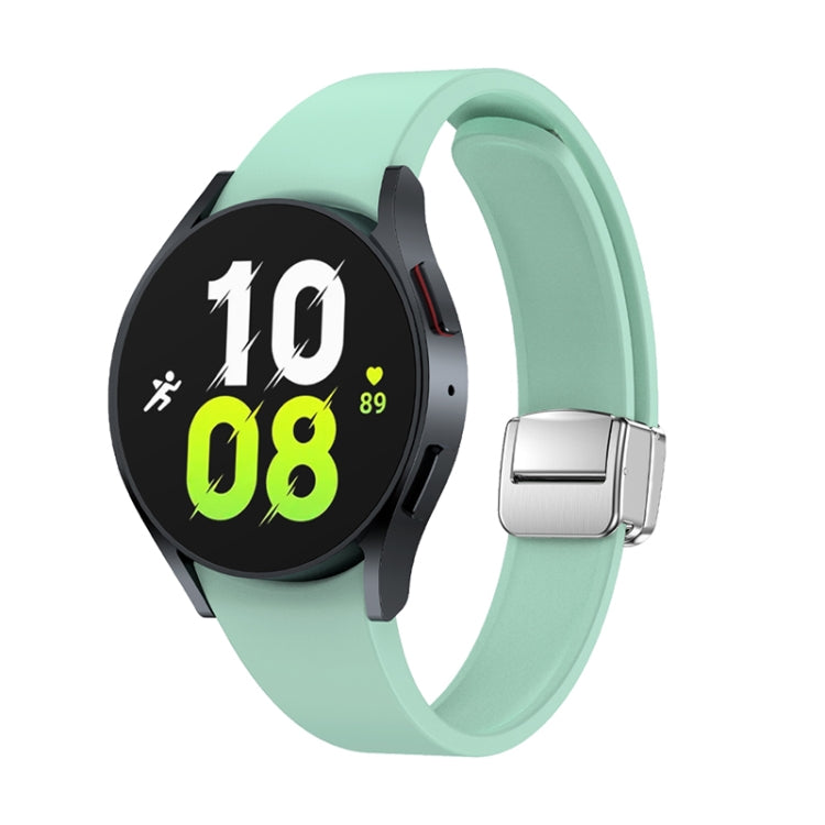 For Samsung Galaxy Watch 6 Magnetic Folding Silver Buckle Silicone Watch Band
