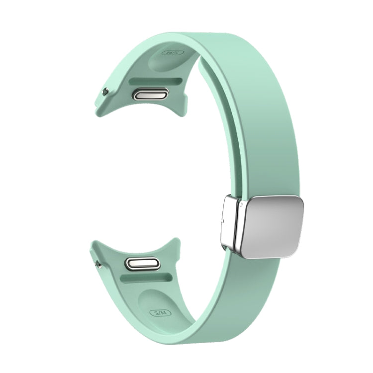 For Samsung Galaxy Watch 6 Magnetic Folding Silver Buckle Silicone Watch Band
