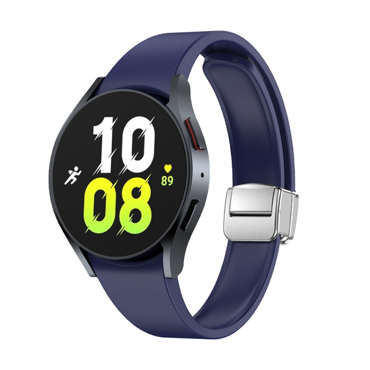 For Samsung Galaxy Watch 6 Magnetic Folding Silver Buckle Silicone Watch Band