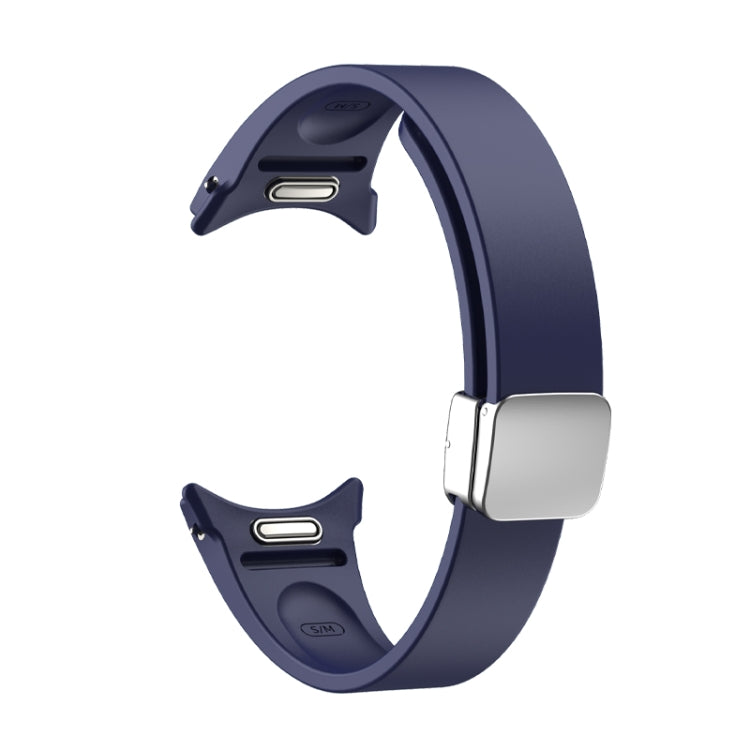 For Samsung Galaxy Watch 6 Magnetic Folding Silver Buckle Silicone Watch Band
