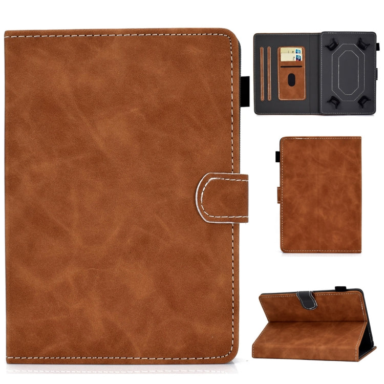 For 7 inch Tablet PC Universal Cowhide Texture Horizontal Flip Leather Case with Holder & Card Slots & Pen Slot