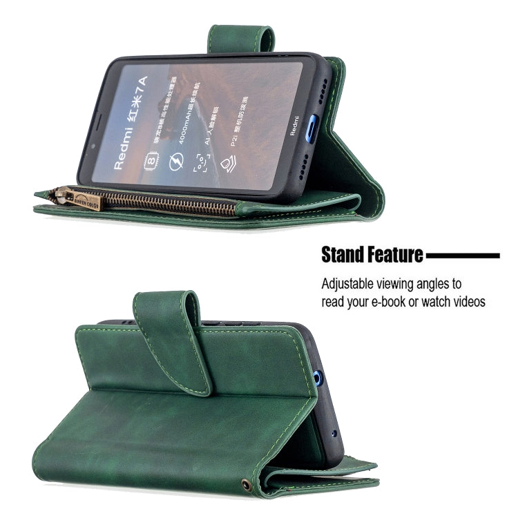 For Xiaomi Redmi 7A Skin Feel Detachable Magnetic Zipper Horizontal Flip PU Leather Case with Multi-Card Slots & Holder & Wallet & Photo Frame & Lanyard