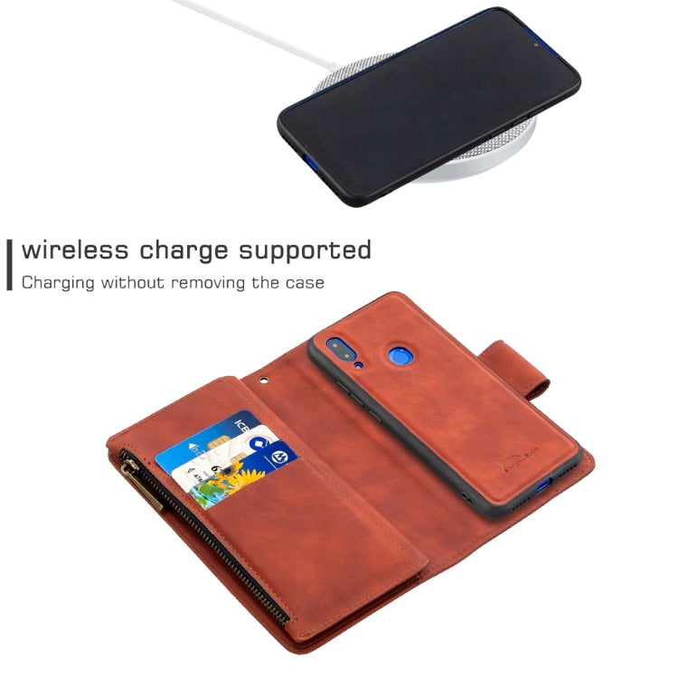 For Xiaomi Redmi 7 Skin Feel Detachable Magnetic Zipper Horizontal Flip PU Leather Case with Multi-Card Slots & Holder & Wallet & Photo Frame & Lanyard