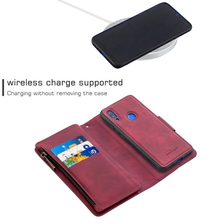 For Xiaomi Redmi 7 Skin Feel Detachable Magnetic Zipper Horizontal Flip PU Leather Case with Multi-Card Slots & Holder & Wallet & Photo Frame & Lanyard