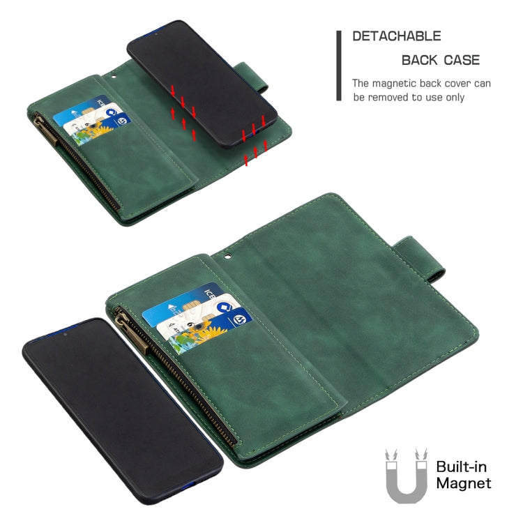 For Xiaomi Redmi 7 Skin Feel Detachable Magnetic Zipper Horizontal Flip PU Leather Case with Multi-Card Slots & Holder & Wallet & Photo Frame & Lanyard