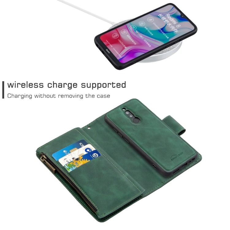 For Xiaomi Redmi 8 Skin Feel Detachable Magnetic Zipper Horizontal Flip PU Leather Case with Multi-Card Slots & Holder & Wallet & Photo Frame & Lanyard