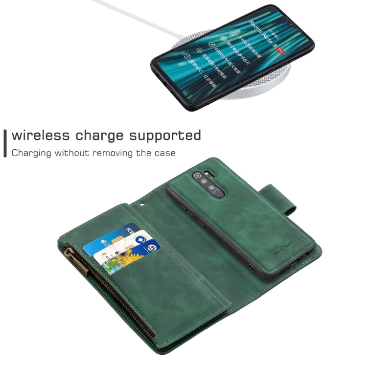 For Xiaomi Redmi Note 8 Pro Skin Feel Detachable Magnetic Zipper Horizontal Flip PU Leather Case with Multi-Card Slots & Holder & Wallet & Photo Frame & Lanyard