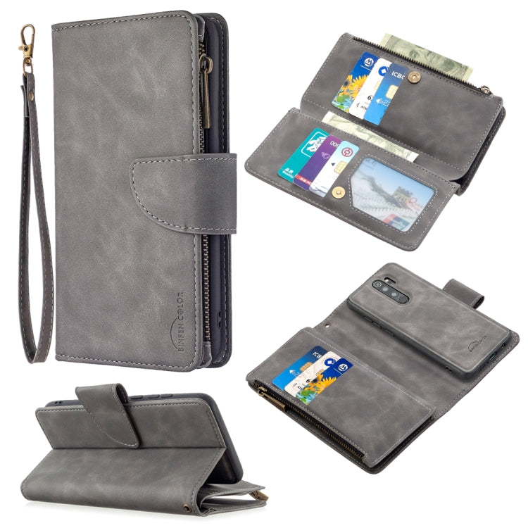 For Xiaomi Redmi Note 8 Pro Skin Feel Detachable Magnetic Zipper Horizontal Flip PU Leather Case with Multi-Card Slots & Holder & Wallet & Photo Frame & Lanyard