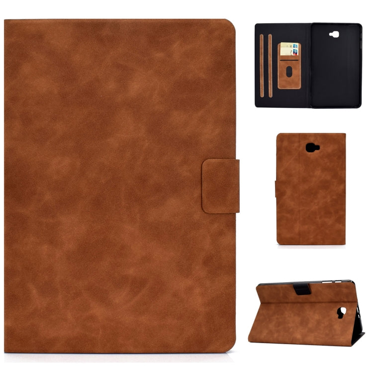 For Samsung Galaxy Tab A 10.1 (2016) T580/T585 Cowhide Texture Horizontal Flip Leather Case with Holder & Card Slots & Sleep / Wake-up Function