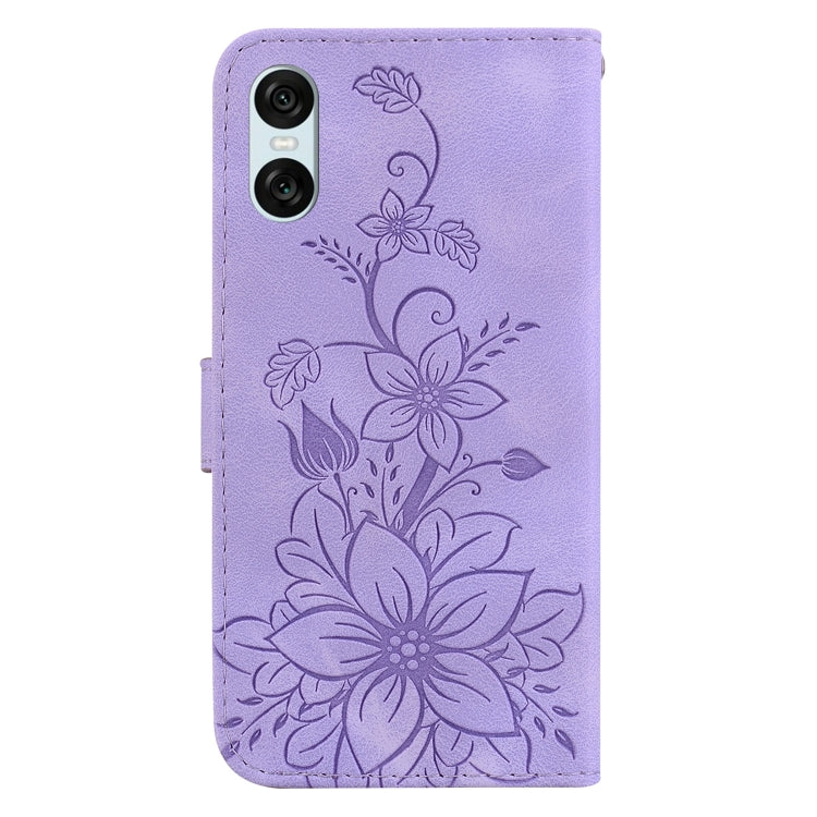 For Sony Xperia 10 VI Lily Embossed Leather Phone Case