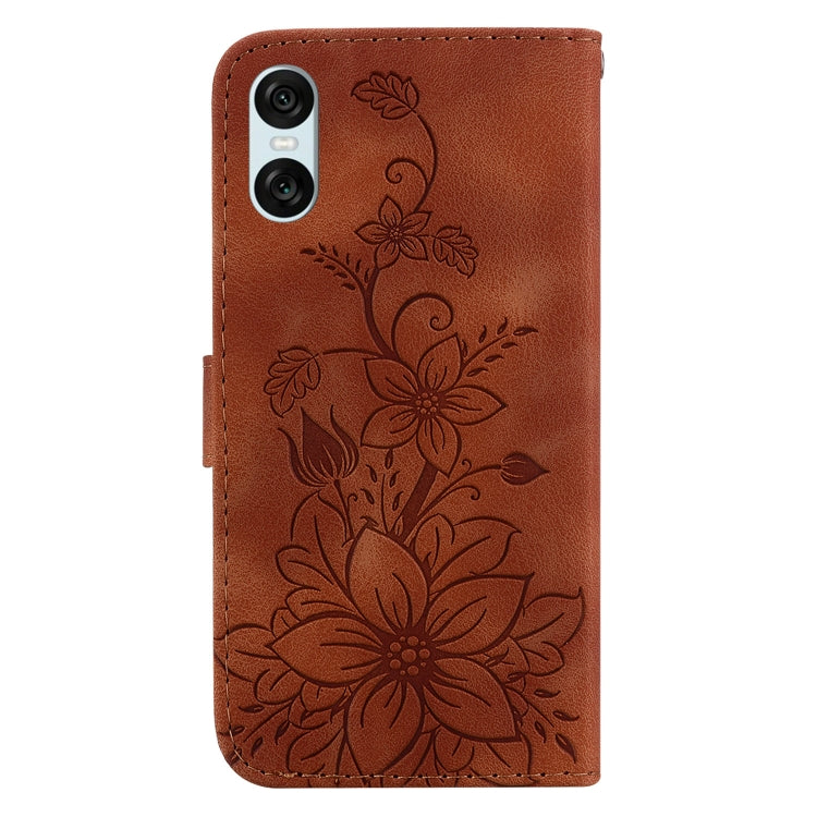 For Sony Xperia 10 VI Lily Embossed Leather Phone Case
