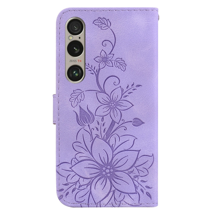 For Sony Xperia 1 VI Lily Embossed Leather Phone Case