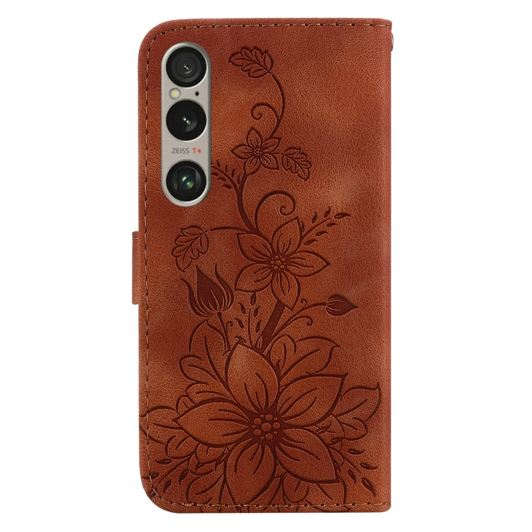 For Sony Xperia 1 VI Lily Embossed Leather Phone Case