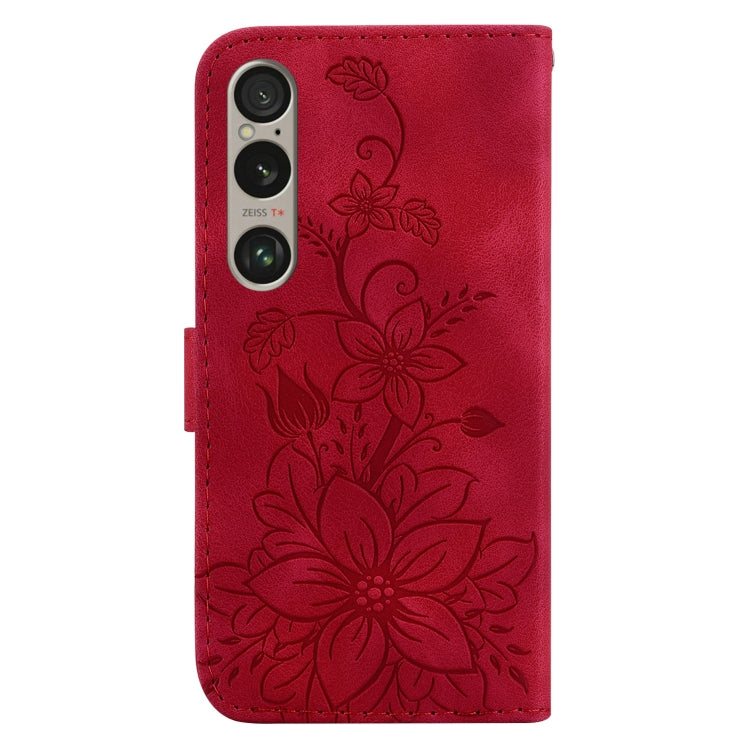 For Sony Xperia 1 VI Lily Embossed Leather Phone Case