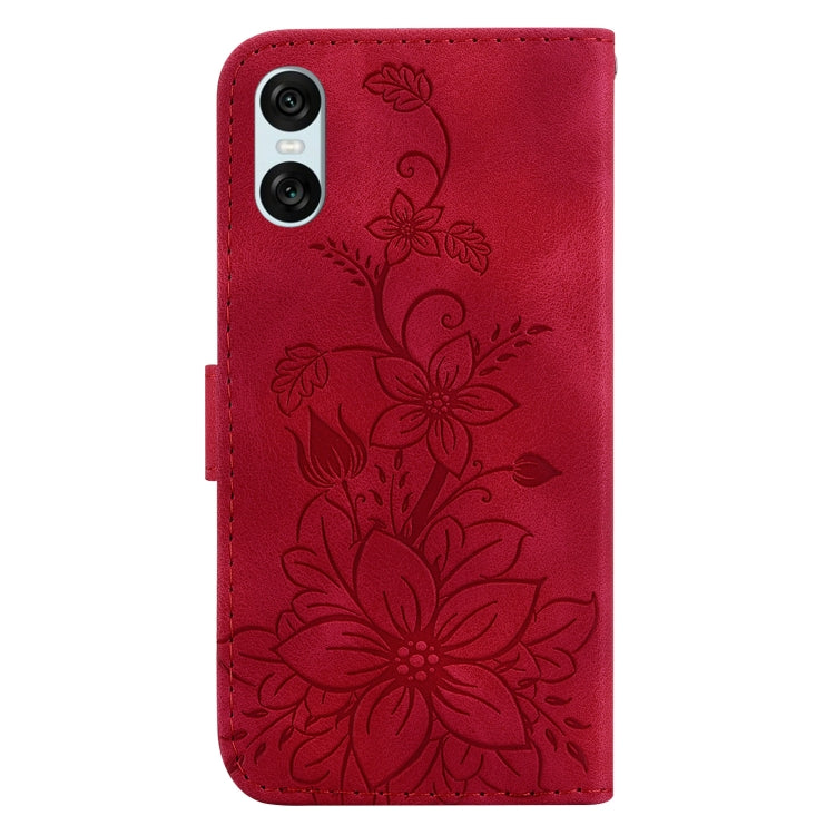 For Sony Xperia 5 VI Lily Embossed Leather Phone Case