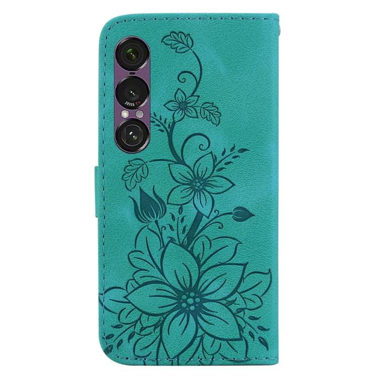 For Sony Xperia 1 VII Lily Embossed Leather Phone Case