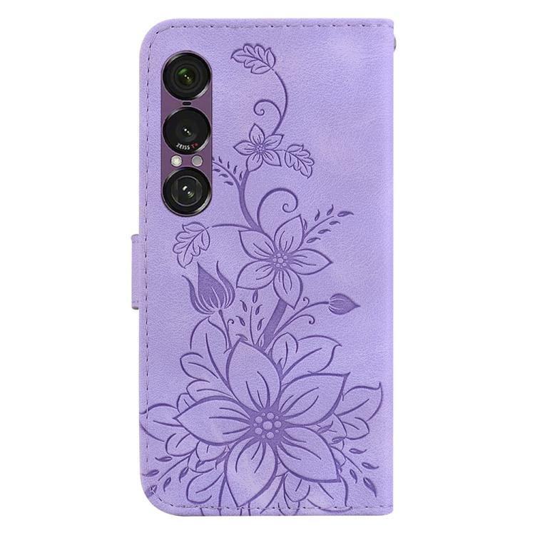 For Sony Xperia 1 VII Lily Embossed Leather Phone Case