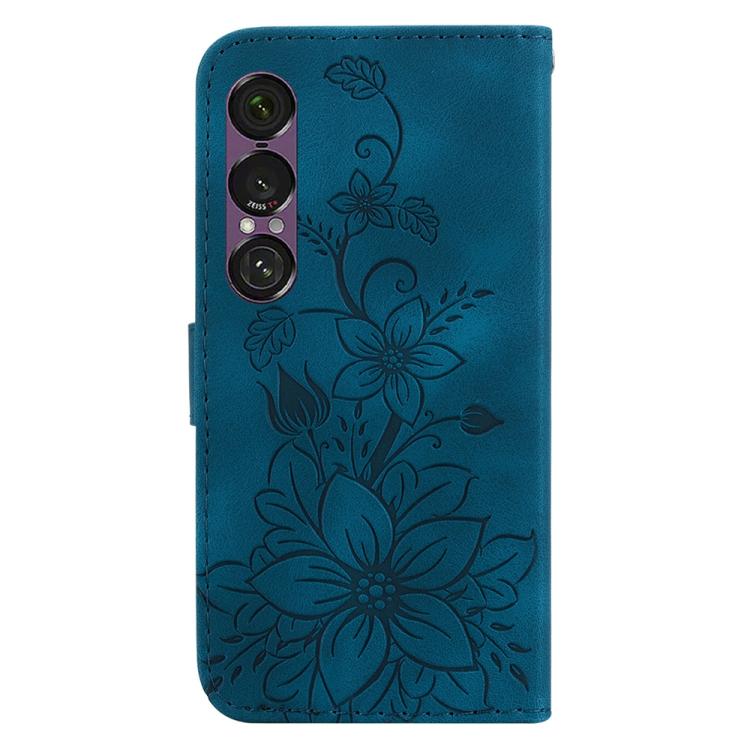 For Sony Xperia 1 VII Lily Embossed Leather Phone Case