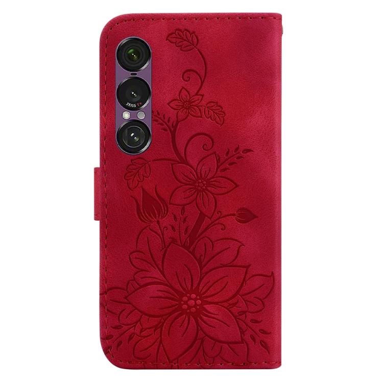 For Sony Xperia 1 VII Lily Embossed Leather Phone Case