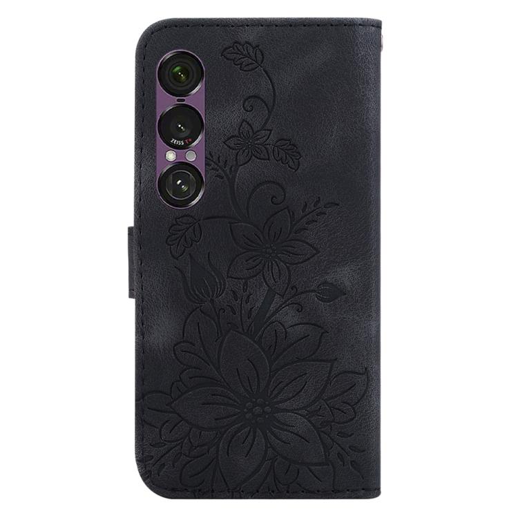 For Sony Xperia 1 VII Lily Embossed Leather Phone Case