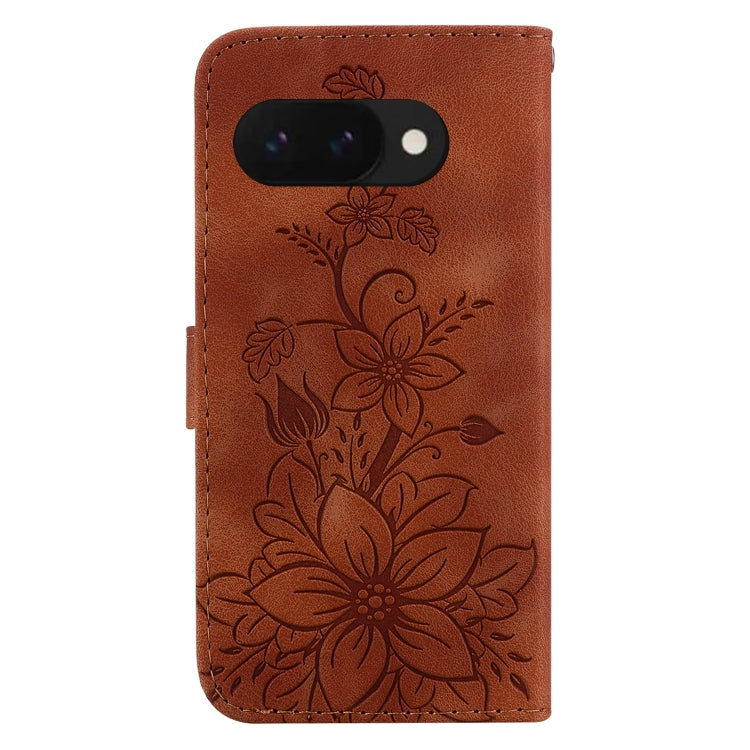 For Google Pixel 9a Lily Embossed Leather Phone Case