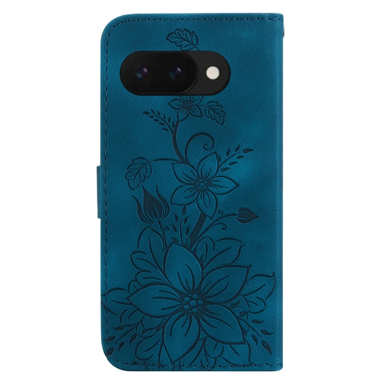 For Google Pixel 9a Lily Embossed Leather Phone Case