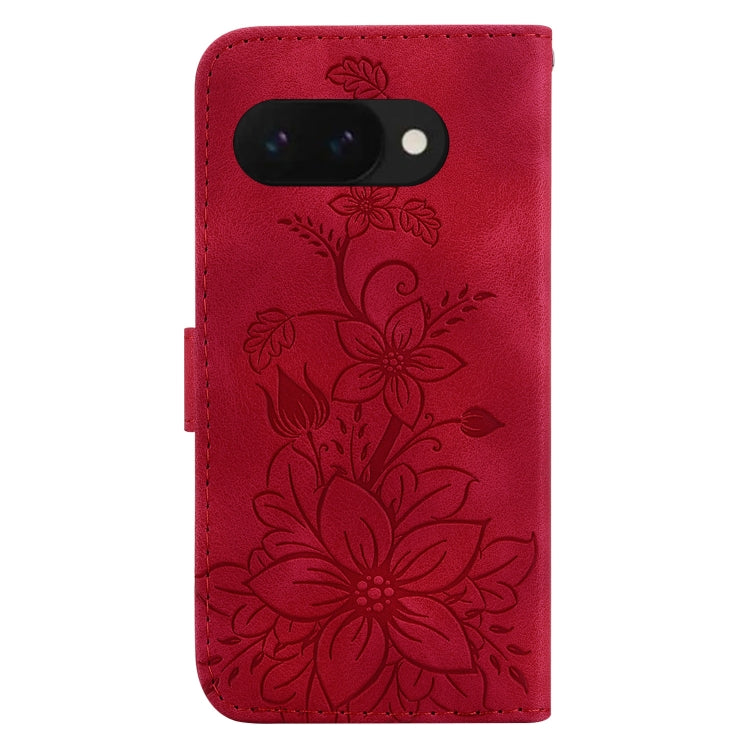 For Google Pixel 9a Lily Embossed Leather Phone Case