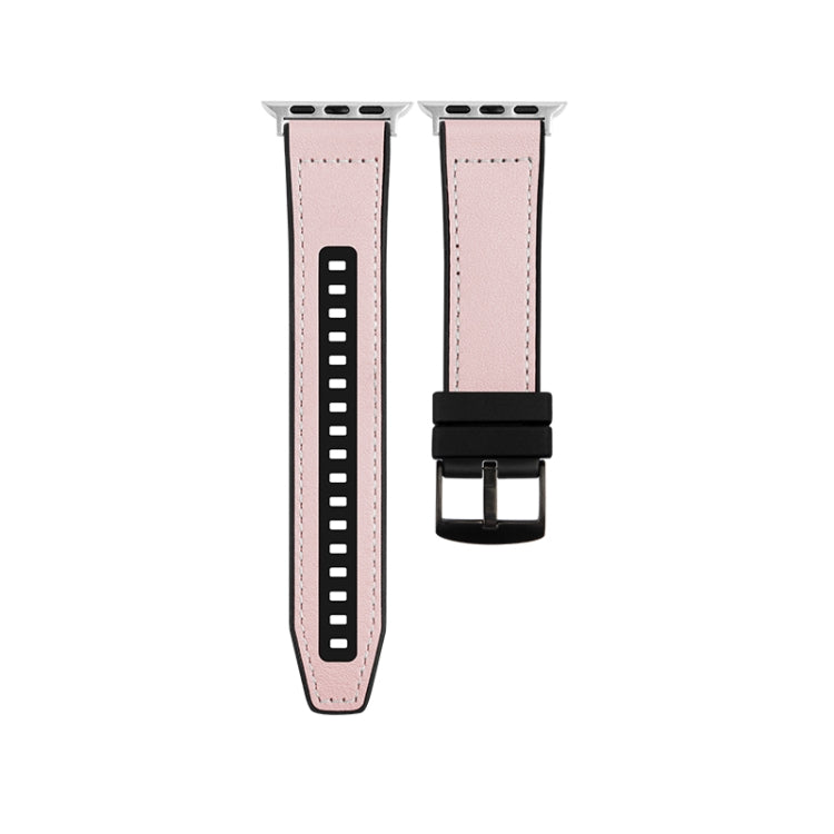 For Apple Watch Series 10 46mm Hybrid Leather Silicone Watch Band