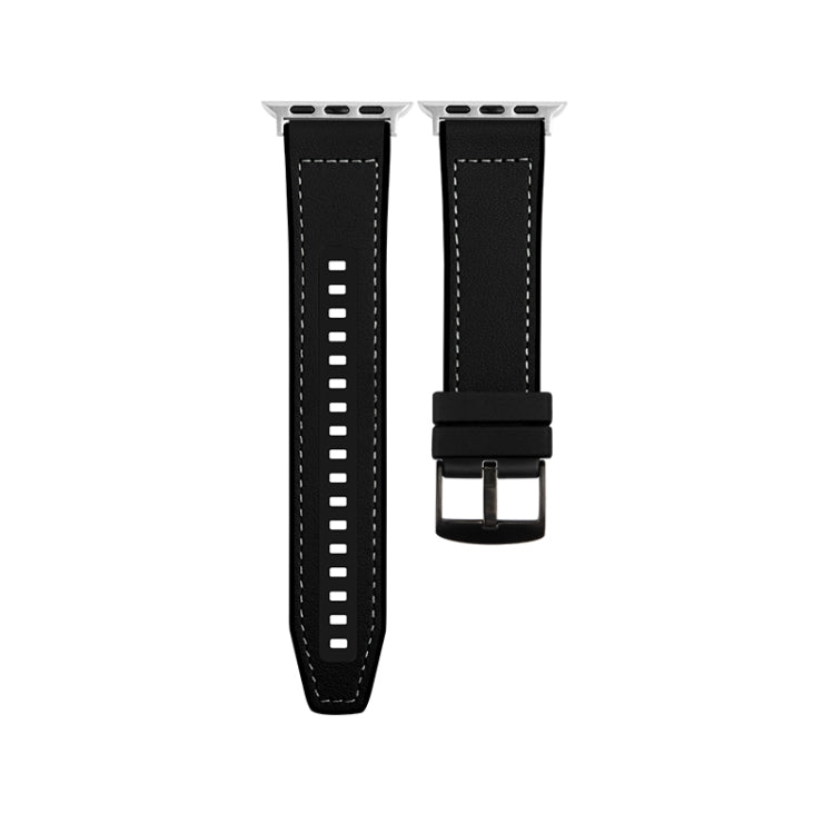 For Apple Watch Series 10 46mm Hybrid Leather Silicone Watch Band
