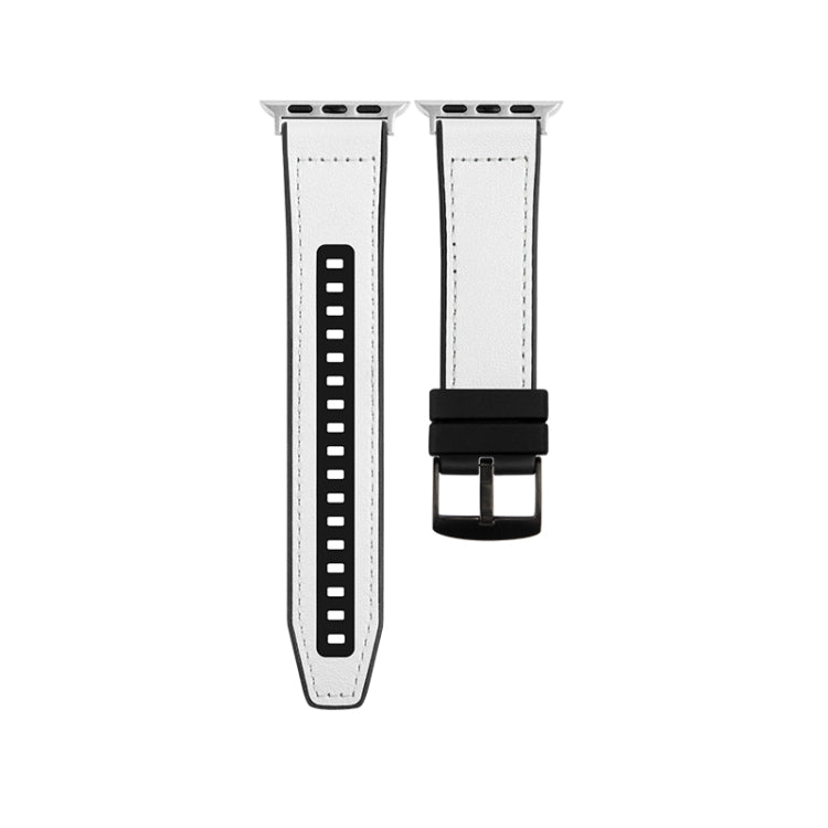 For Apple Watch Series 10 42mm Hybrid Leather Silicone Watch Band