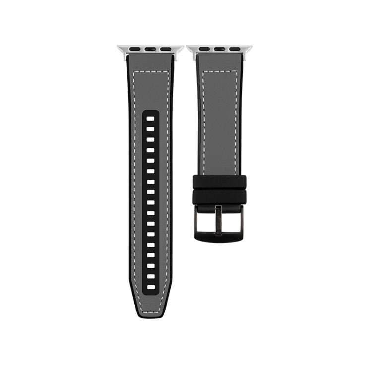 For Apple Watch Series 10 42mm Hybrid Leather Silicone Watch Band