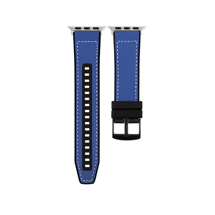 For Apple Watch Series 10 42mm Hybrid Leather Silicone Watch Band