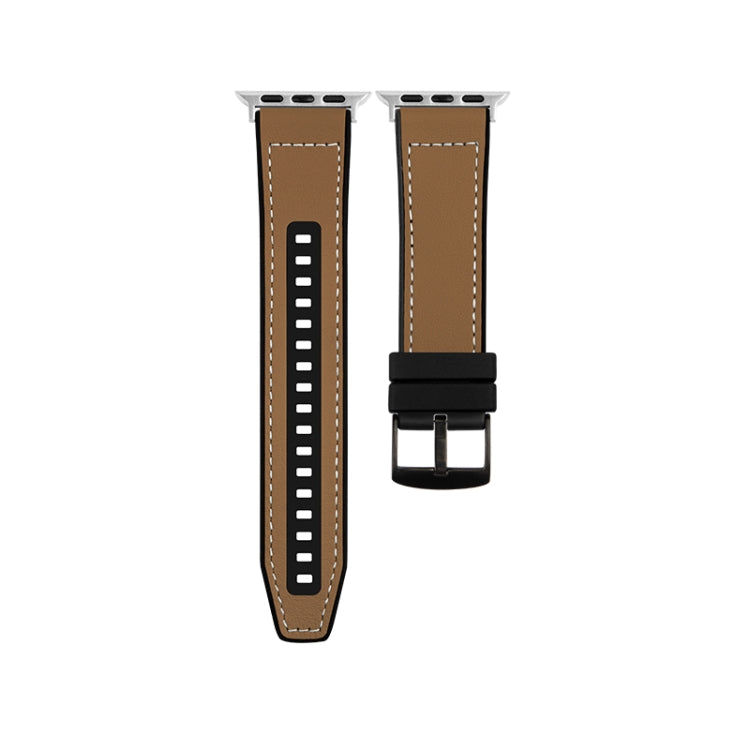 For Apple Watch Series 10 42mm Hybrid Leather Silicone Watch Band