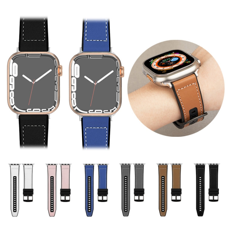 For Apple Watch Series 10 42mm Hybrid Leather Silicone Watch Band
