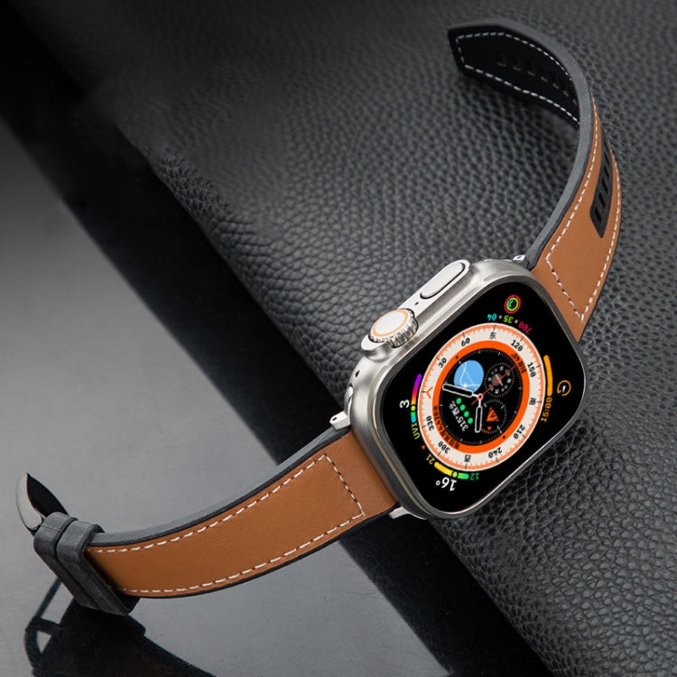 For Apple Watch Series 10 46mm Hybrid Leather Silicone Watch Band