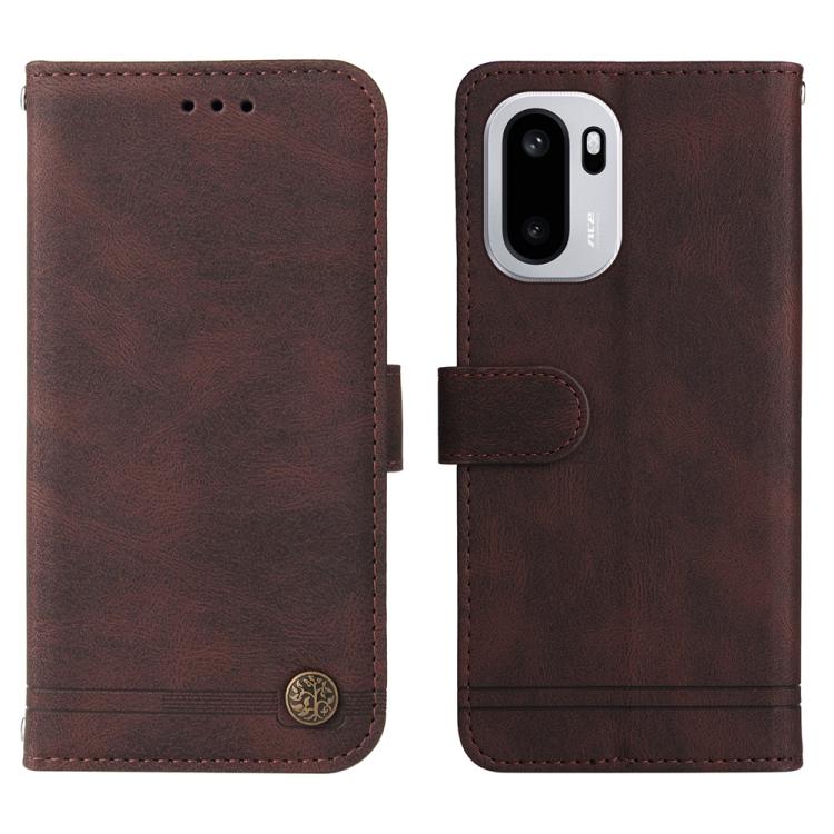 For OnePlus Ace 6 / 15R Skin Feel Life Tree Metal Button Leather Phone Case