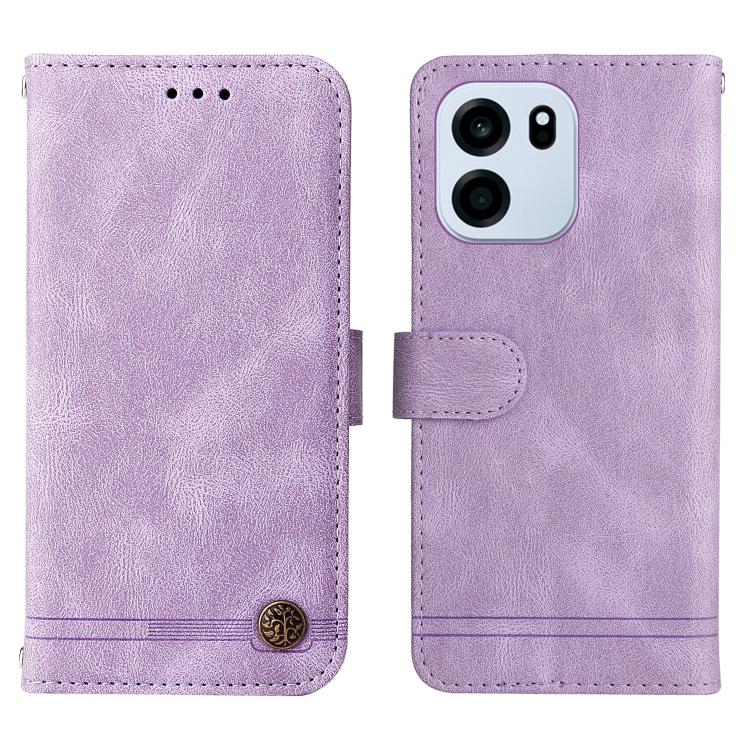 For OnePlus Turbo 6V / Turbo 6 Skin Feel Life Tree Metal Button Leather Phone Case