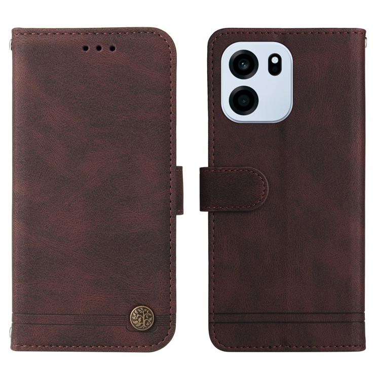 For OnePlus Turbo 6V / Turbo 6 Skin Feel Life Tree Metal Button Leather Phone Case