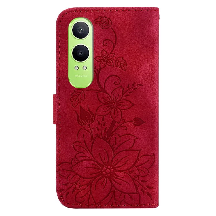 For OnePlus Nord CE4 Lite Lily Embossed Leather Phone Case